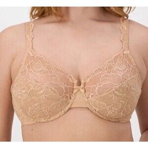 Bali Women's Lace Desire Lightly Lined Underwire Bra in Champagne Shimmer 40C
